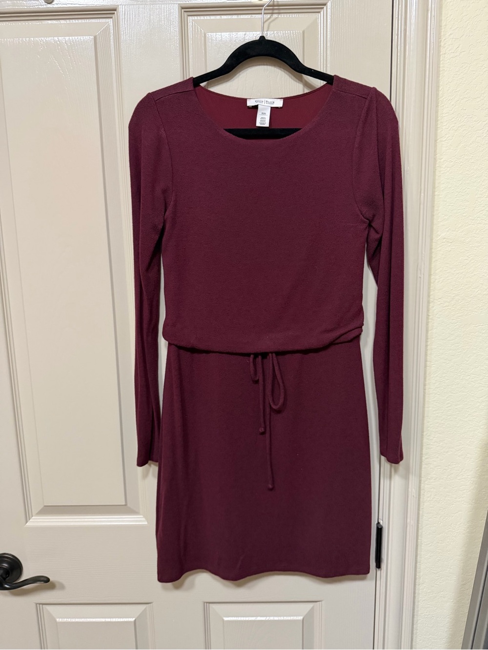 White House Black Market Long-Sleeve Drawstring Waist Dress - Burgundy
